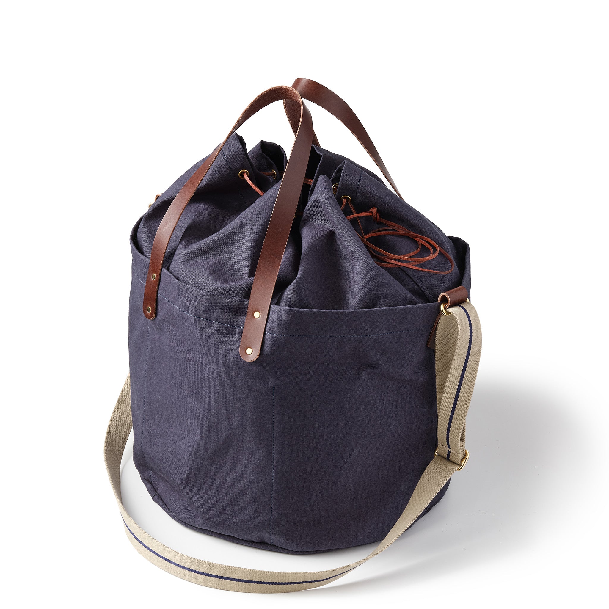 Hide and Hammer Overnight Drawstring Bag indigo