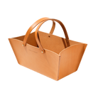 Hide and Hammer leather basket angle london tan 